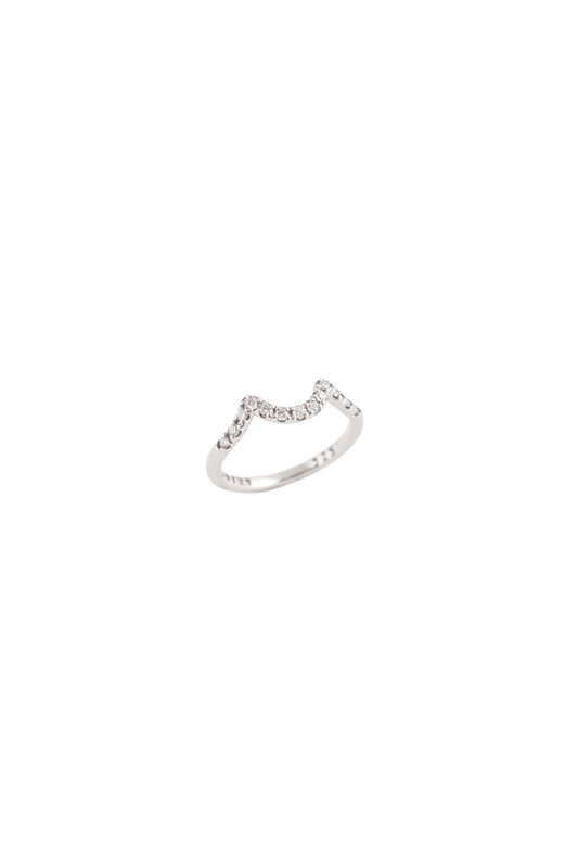 Pavé Diamond Silver Single Wave Ring