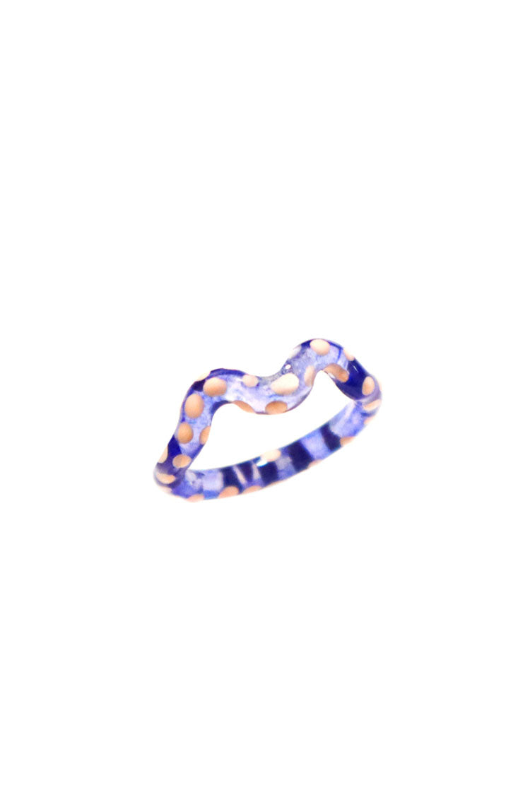 Single Wave Jelly Ring Purple with Pink Dots
