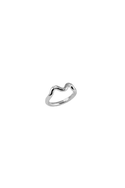 Three Stone Silver Single Wave