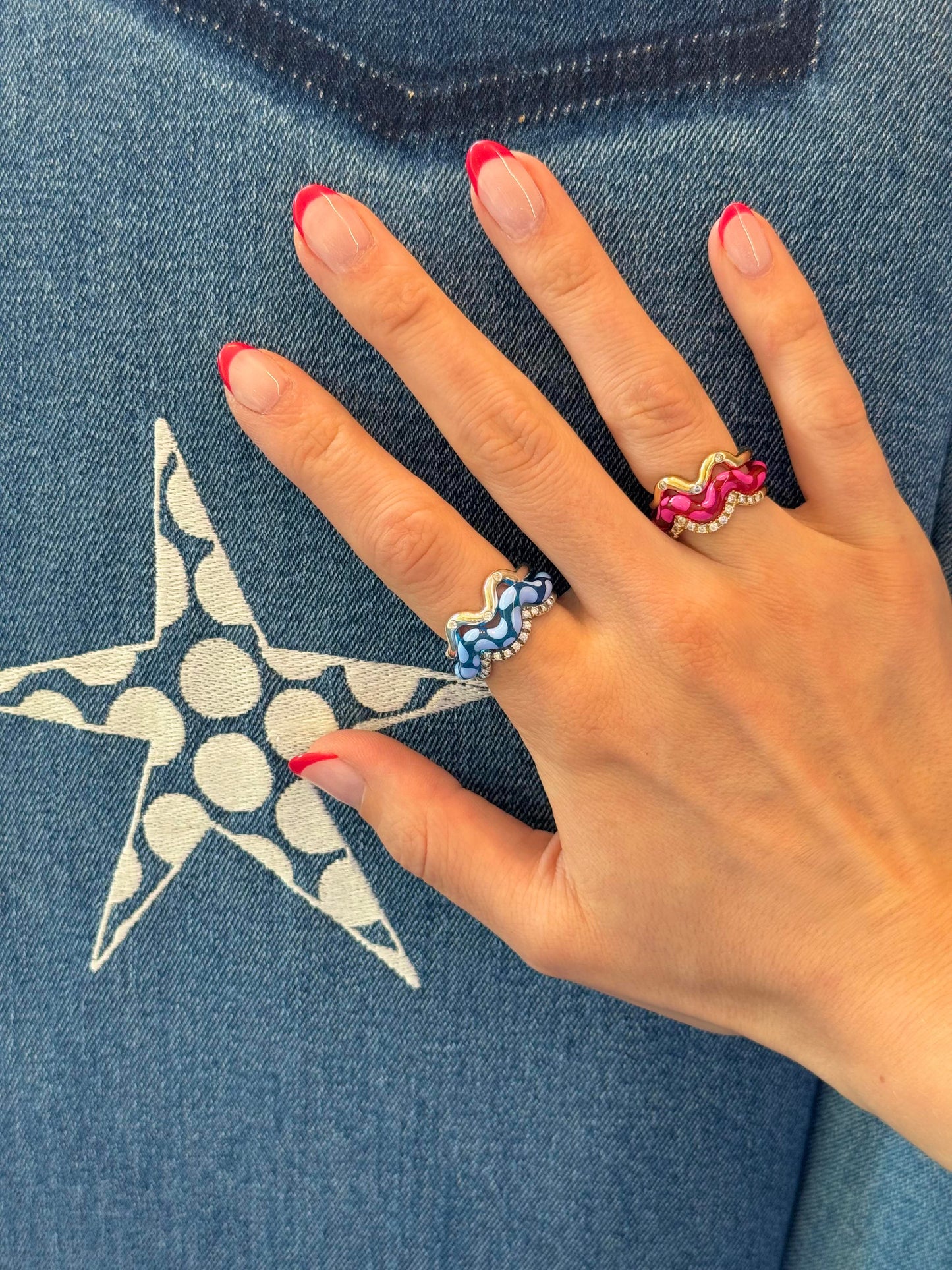 Pave Single Wave Diamond and Gold Ring