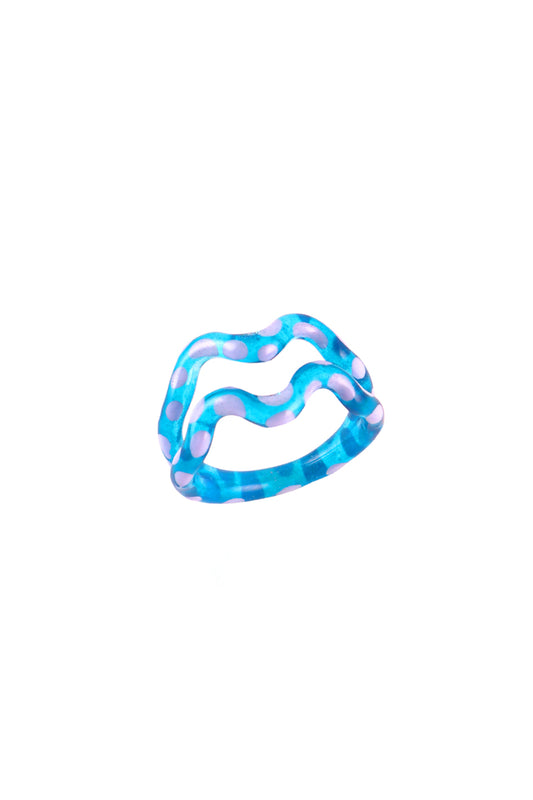 Double Wave Blue Jelly Ring