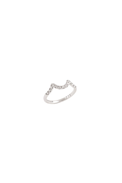 Pavé Diamond Silver Single Wave Ring