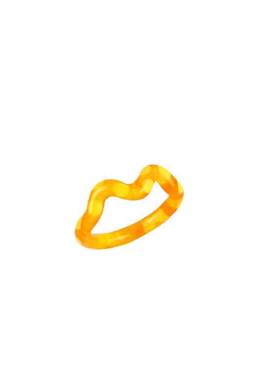 Single Wave Jelly Ring Yellow with Yellow Dots